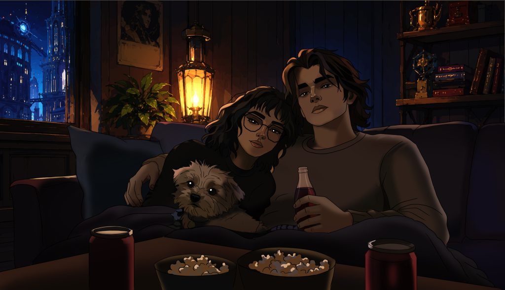 ms 2 couple art watching tv
